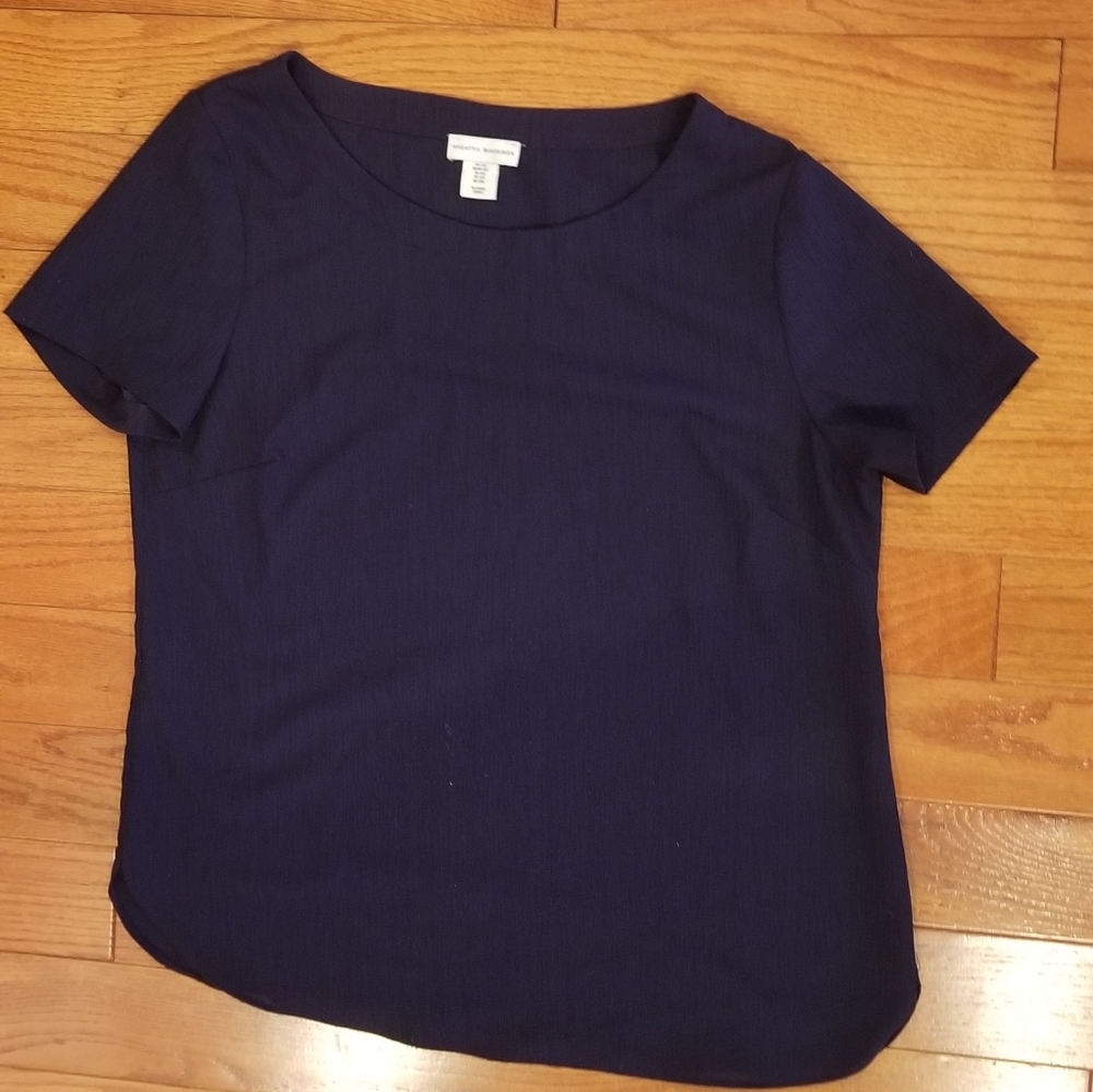 Adrienne Vittadini Medium Navy Short Sleeve Top